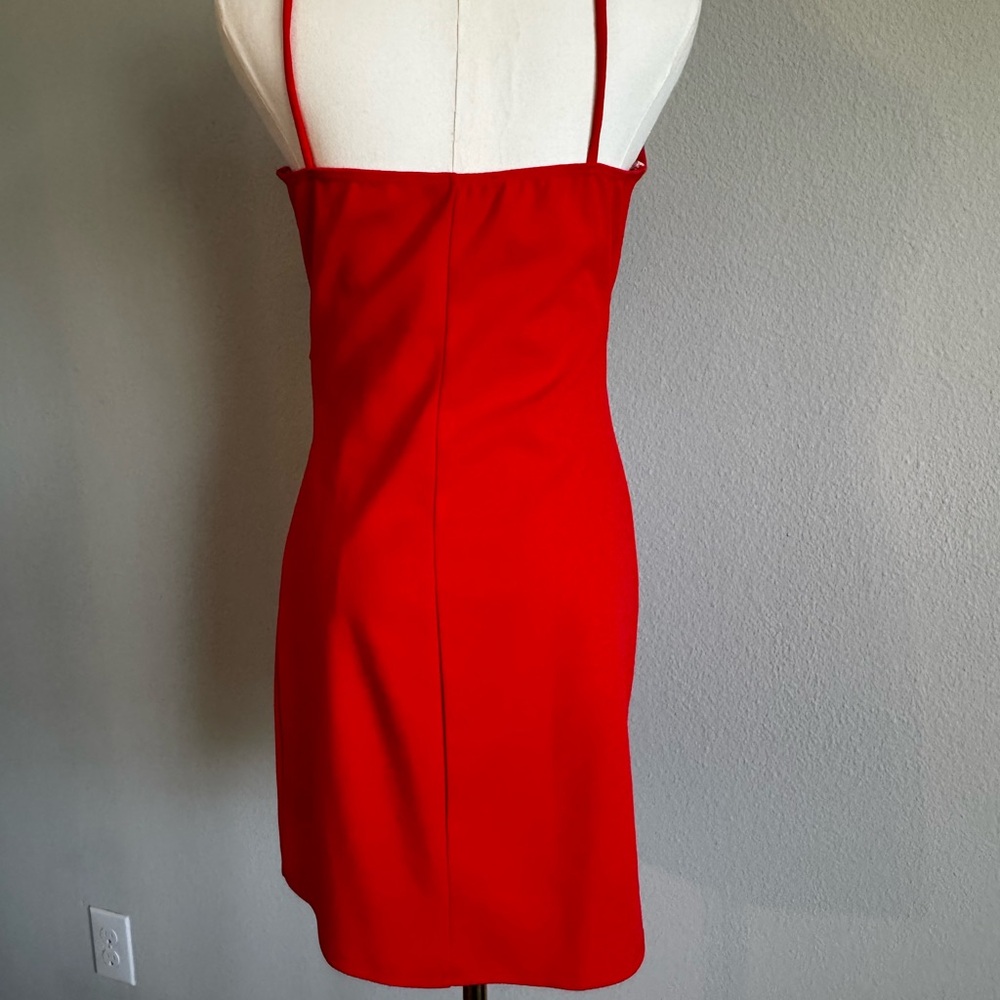 Lulus Ready for the Night Coral Red Twist-Front Mini Dress Large NWOT NEVER WORN - Picture 6 of 7